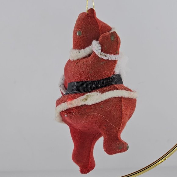 Vintage Flocked Blow Mold Santa Christmas Tree Ornament Mid Century Modern - Picture 6 of 9
